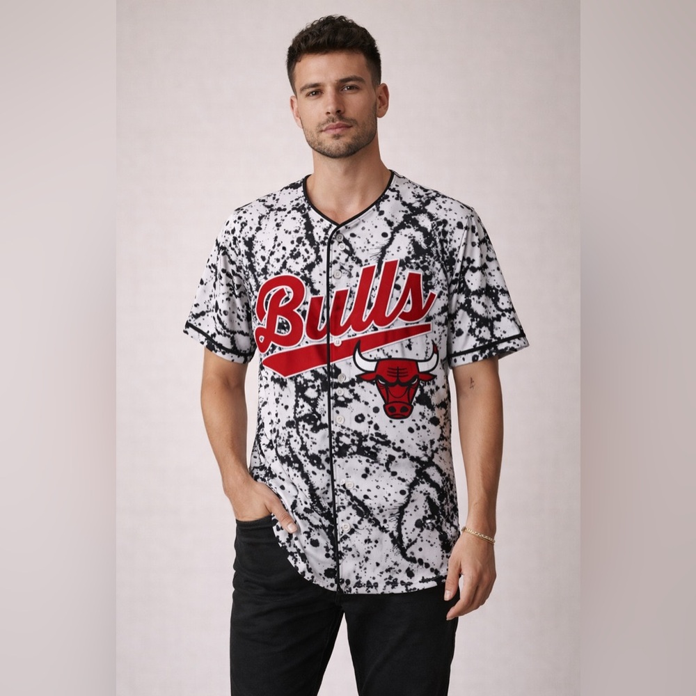 Chicago Bulls Splatter Button-Up Jersey Men’s Medium